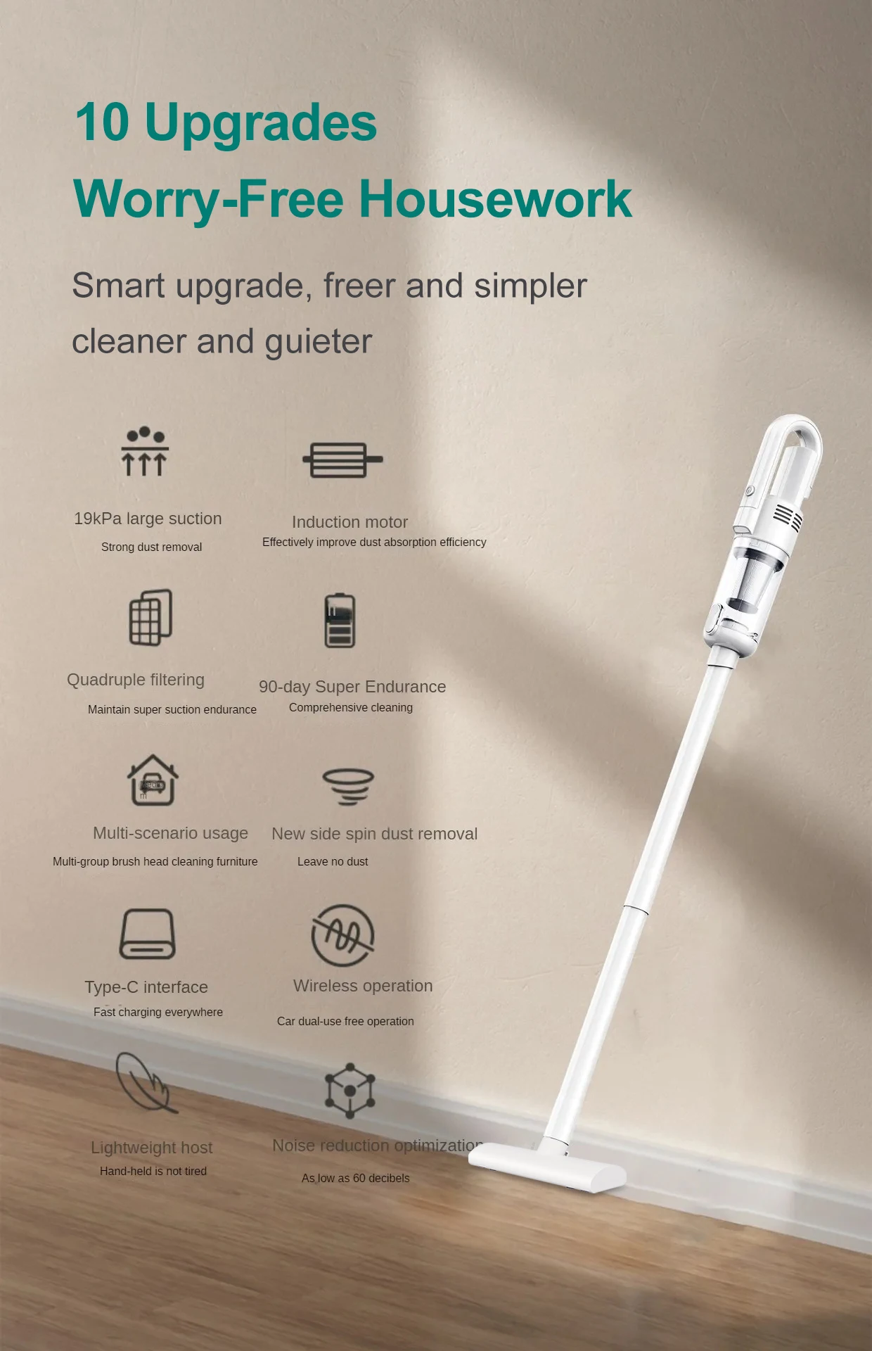 15000pa Multifunctional Handheld Vacuum Cleaner Powerful Suction HEPA Filter Wireless Vacuum Cleaner for Floor Household
