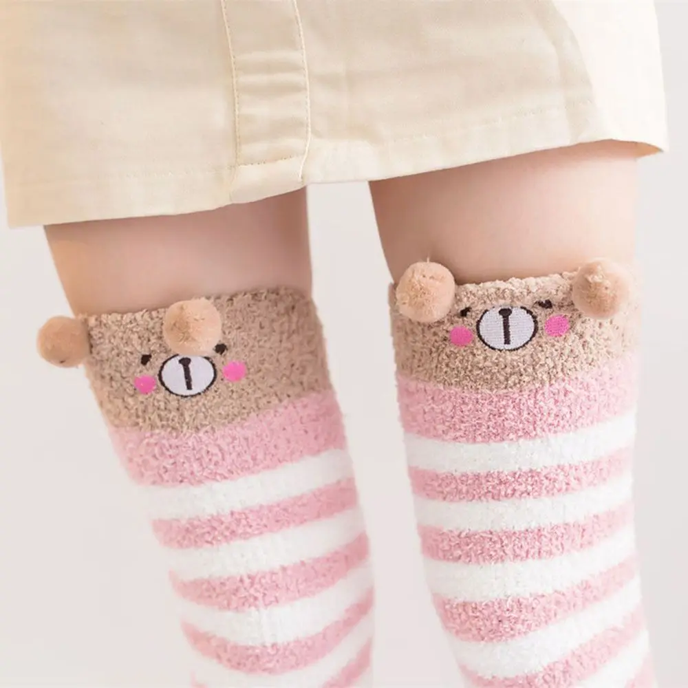 Kawaii Japanese Animal Printed Knee Socks Striped Cute Lovely Long Thigh High Socks  Winter Warm Medias Stockings