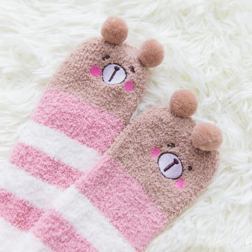 Kawaii Japanese Animal Printed Knee Socks Striped Cute Lovely Long Thigh High Socks  Winter Warm Medias Stockings