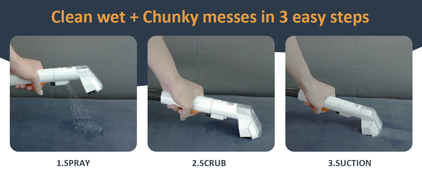 OMESER W05 Handheld Carpet Cleaner 750W 15Kpa Corded Spot Clean Machine Wet Fabric Carpet Sofa Cleaning Pet Portable Car