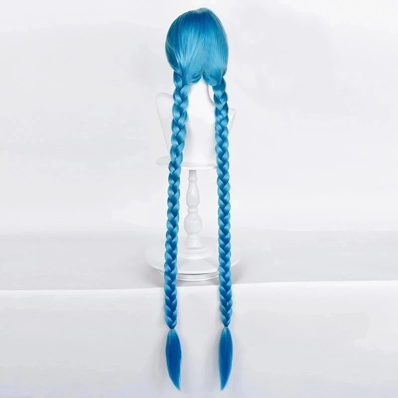 Cosplay Wig Long Braided Blue The Loose Cannon Wig with Blue Braid Heat Resistant Synthetic Hair Anime Wigs