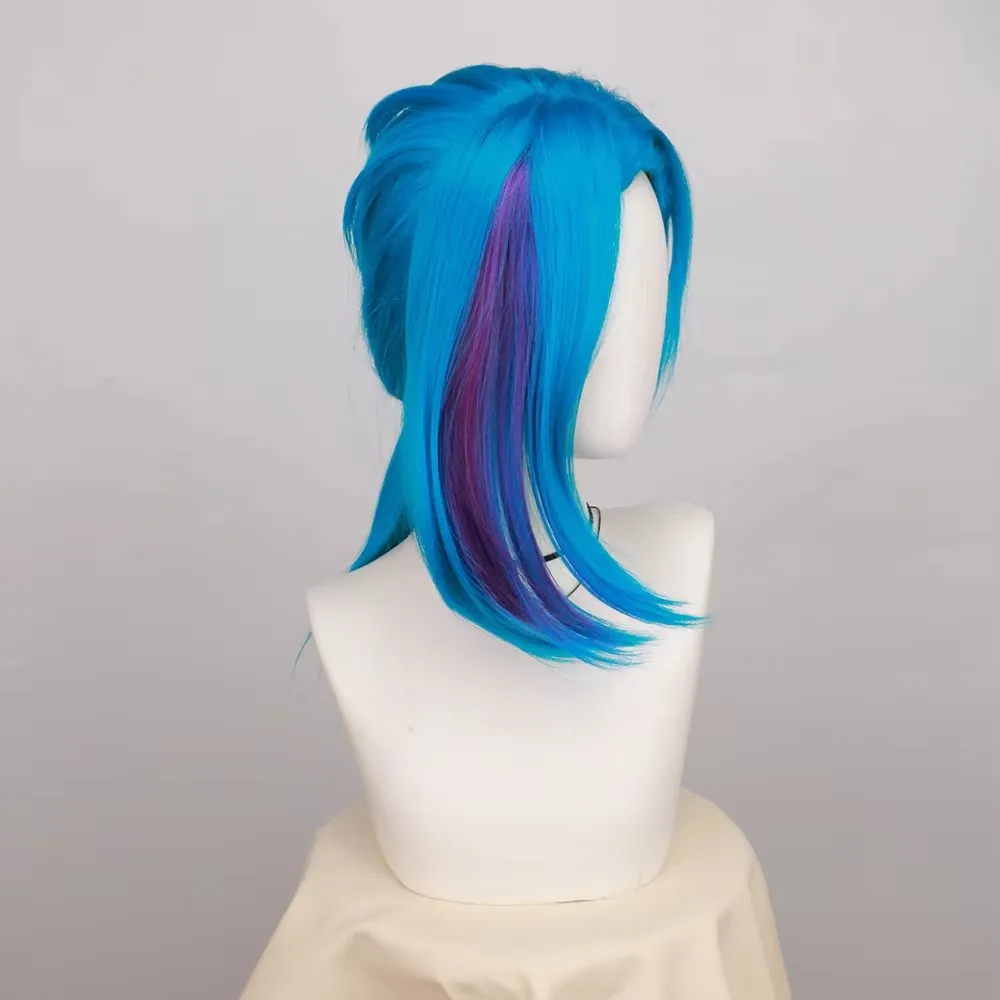 Cosplay Wig Long Braided Blue The Loose Cannon Wig with Blue Braid Heat Resistant Synthetic Hair Anime Wigs