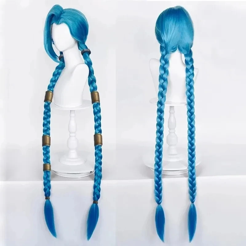 Cosplay Wig Long Braided Blue The Loose Cannon Wig with Blue Braid Heat Resistant Synthetic Hair Anime Wigs