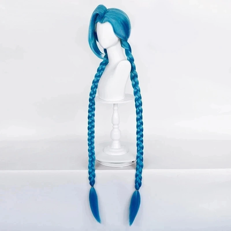 Cosplay Wig Long Braided Blue The Loose Cannon Wig with Blue Braid Heat Resistant Synthetic Hair Anime Wigs