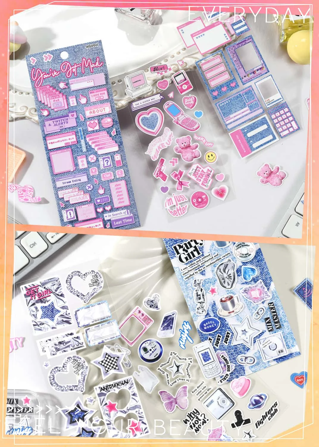 KPop Stickers Galore: The Ultimate Collection of Cute Aesthetic & Sparkly Korean Stickers for Toploader Deco Journaling & More