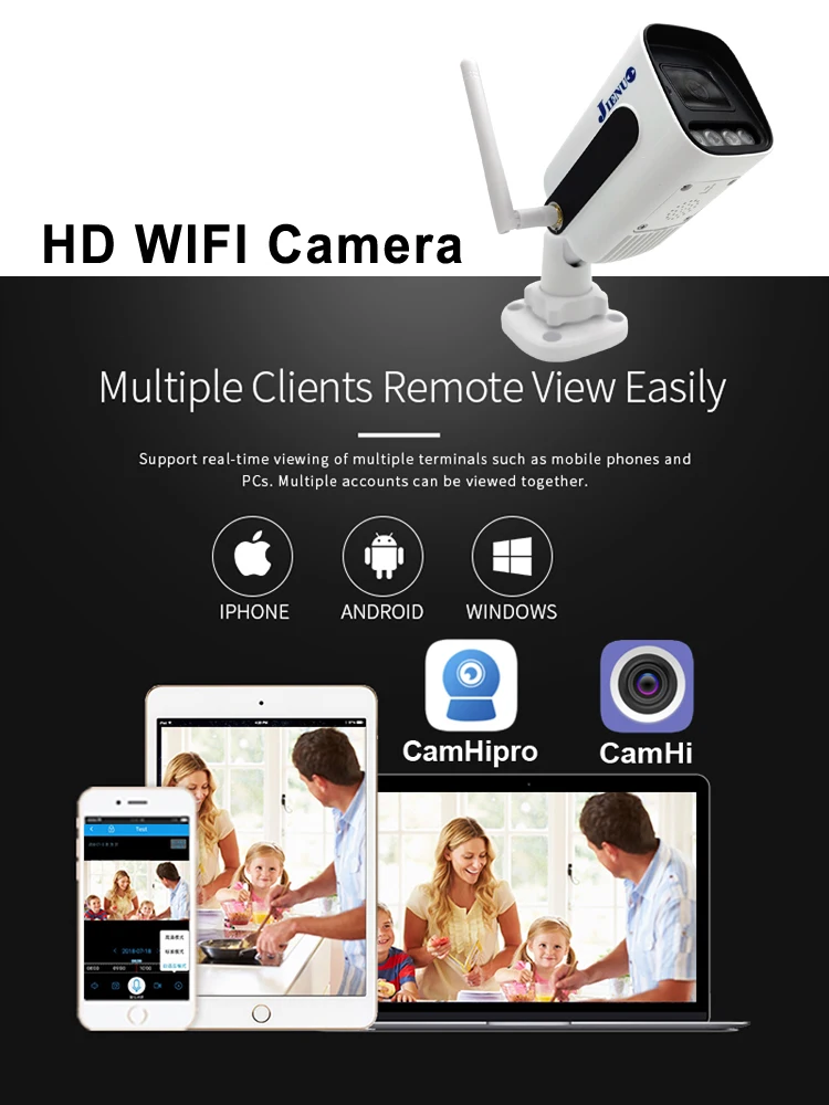 JIENUO 5MP Wifi Camera IP 128G Outdoor Waterproof Wireless NightVision 32G 64G Security Surveillance 1080P Onvif Home Cam CamHi