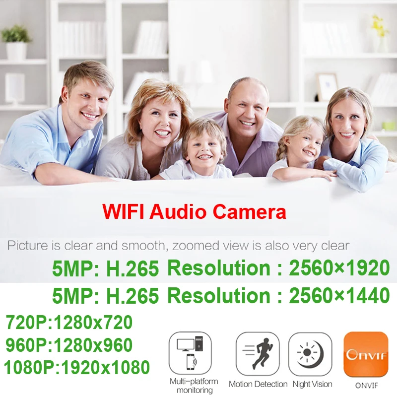 JIENUO 5MP Wifi Camera IP 128G Outdoor Waterproof Wireless NightVision 32G 64G Security Surveillance 1080P Onvif Home Cam CamHi