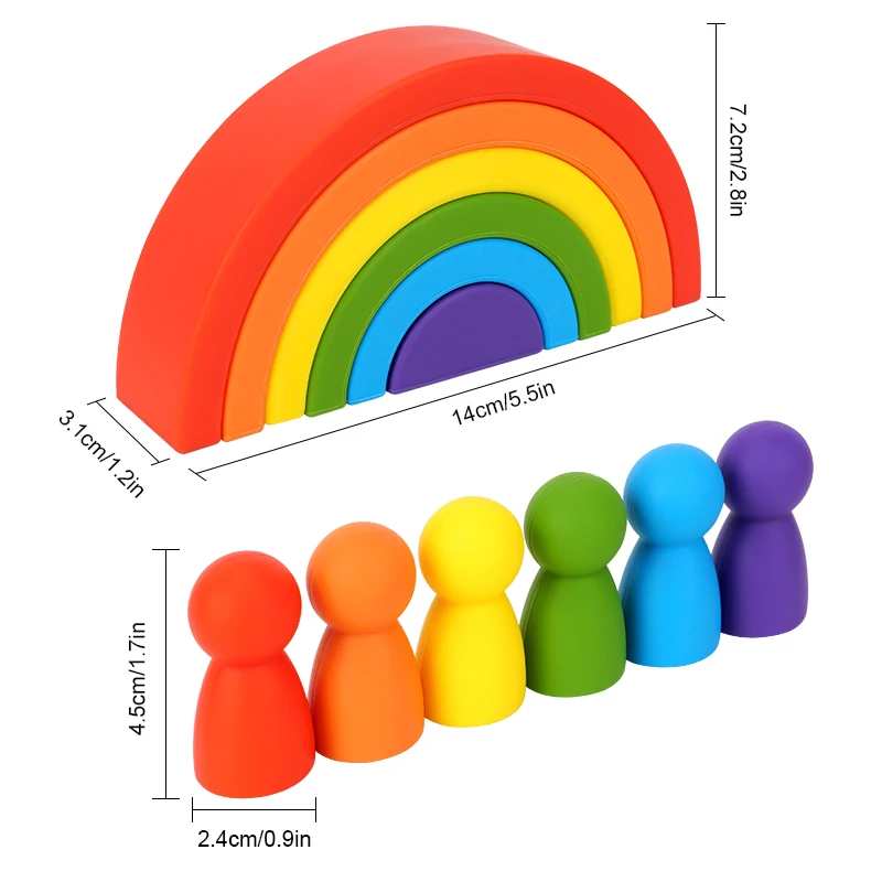 TYRY.HU 6/7/10pcs Baby Silicone Building Block Rainbow Soft Block 3D Educational Montessori Toys Baby Teether Gifts