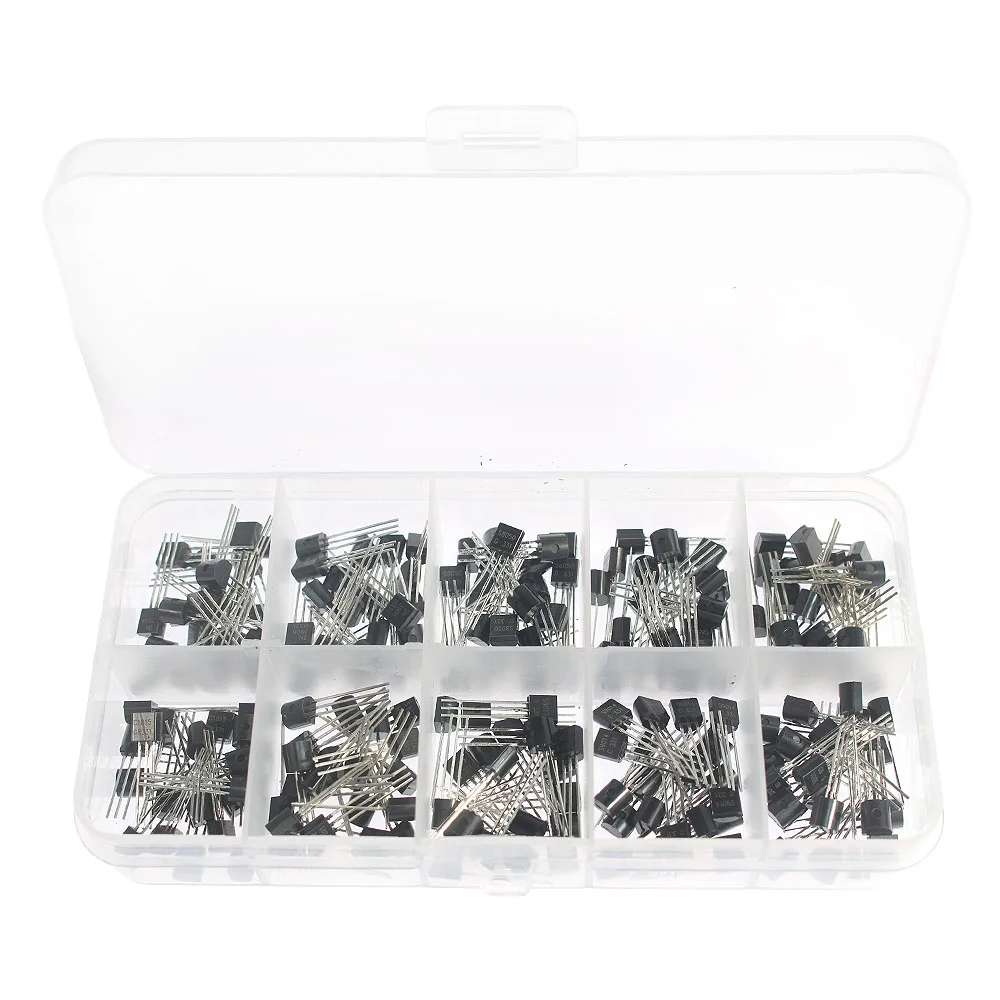 50-900PCS Transistors kit NPN PNP S8050 S8550 S9012 2N3904 2N3906 C1815 A1015 MJE13001 BC327 BC337 BC517 BC547 BC548 BC549 BC558