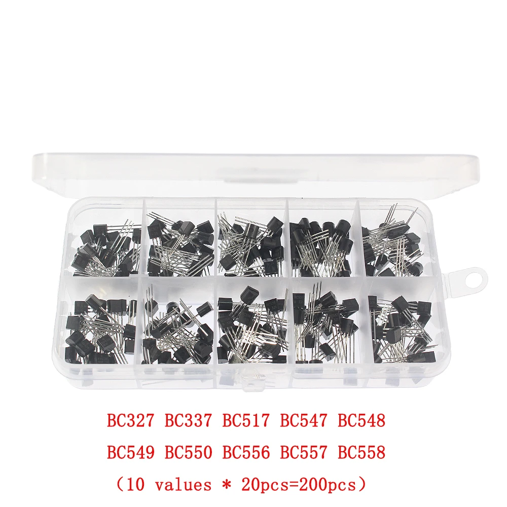 50-900PCS Transistors kit NPN PNP S8050 S8550 S9012 2N3904 2N3906 C1815 A1015 MJE13001 BC327 BC337 BC517 BC547 BC548 BC549 BC558