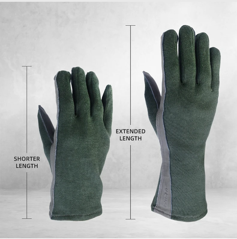 XYEHS 1 Pair Long/Short Cuff Leather Military Uniform Supply Pilot Safety Work Gloves Fire-Resistant Aramid Flight Gloves