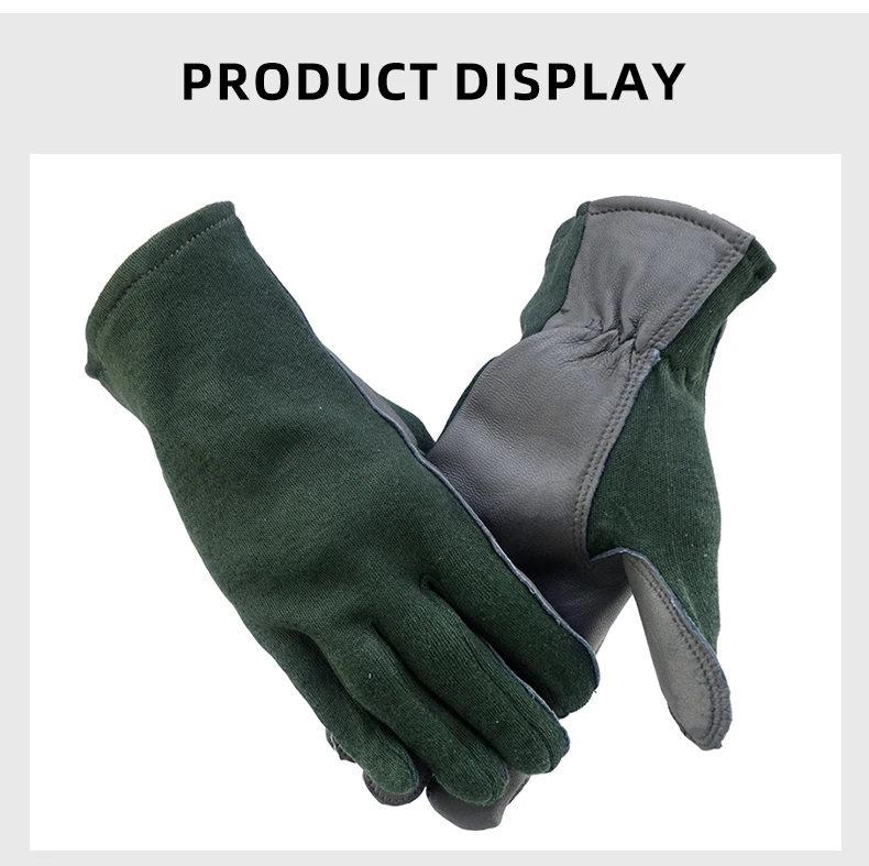 XYEHS 1 Pair Long/Short Cuff Leather Military Uniform Supply Pilot Safety Work Gloves Fire-Resistant Aramid Flight Gloves