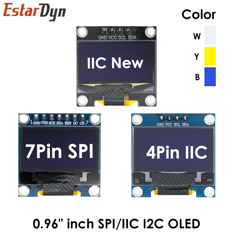 0.96 inch IIC SPI Serial 7/4Pin White/Blue/Yellow Blue/Yellow OLED Display Module SSD1306 12864 LCD Screen Board for Arduino