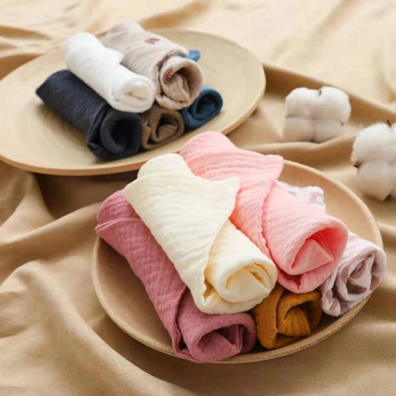 5 PcsWashcloth FaceclothInfant Wash Hand Face Wipes Baby Cotton Square Towels Handkerchief Muslin Cloth Feeding Bib