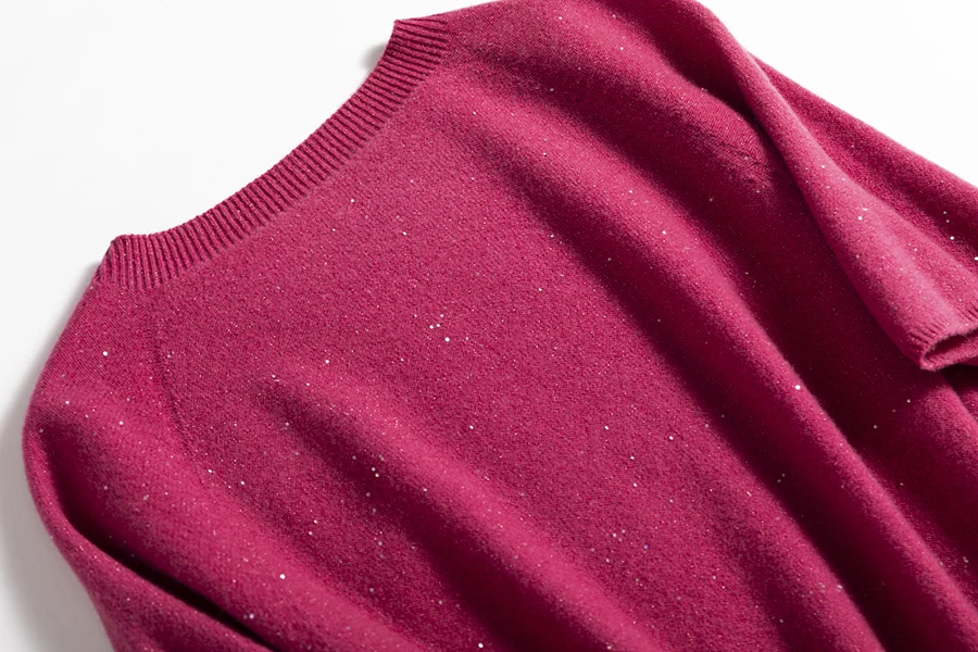 SuyaDream, 100%Merino Wool Pullovers for Woman, Round Neck, Short Sleeved Sweaters, 2025 Fall Winter Soft Warm Top, Pink, Olive