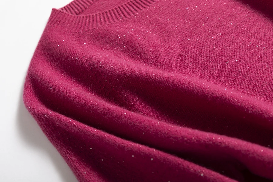 SuyaDream, 100%Merino Wool Pullovers for Woman, Round Neck, Short Sleeved Sweaters, 2025 Fall Winter Soft Warm Top, Pink, Olive