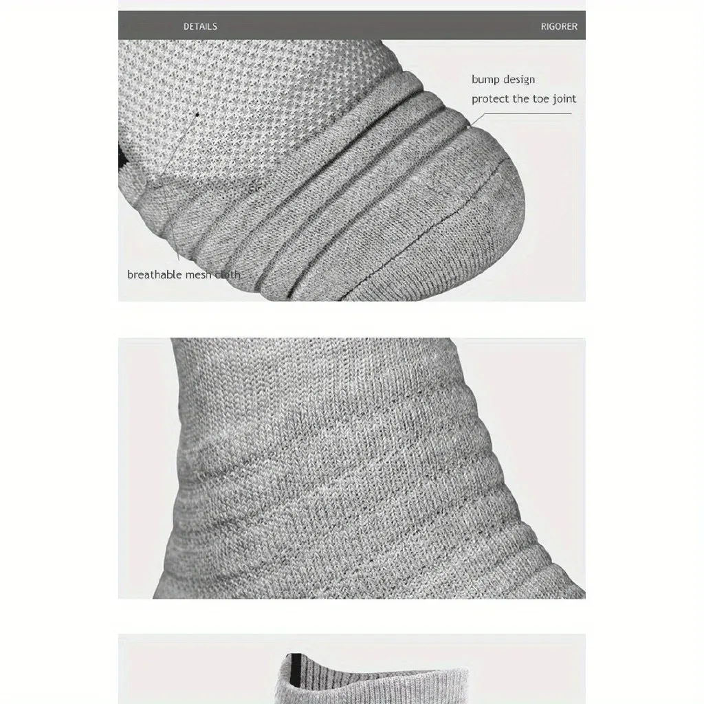 3 Pairs Men's Comfort Fit Cushion Performance Athletic Crew Socks For Outdoor Sports