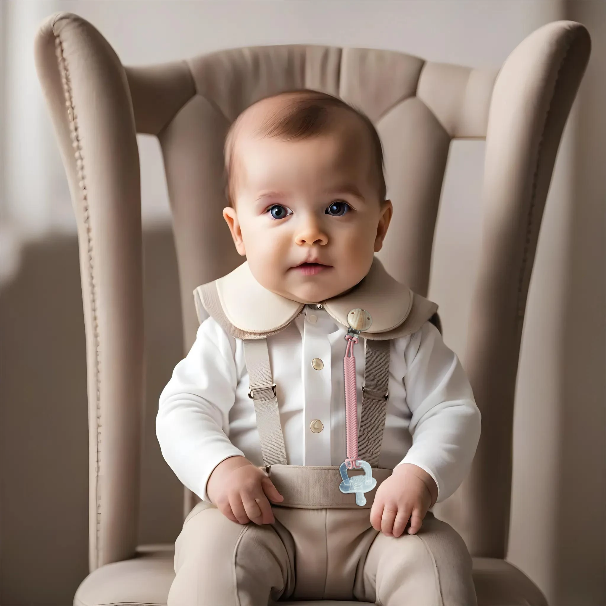 Baby Pacifier Teether Anti Drop Chain Rope Food Grade Silicone One Pacifier Chain Pendant