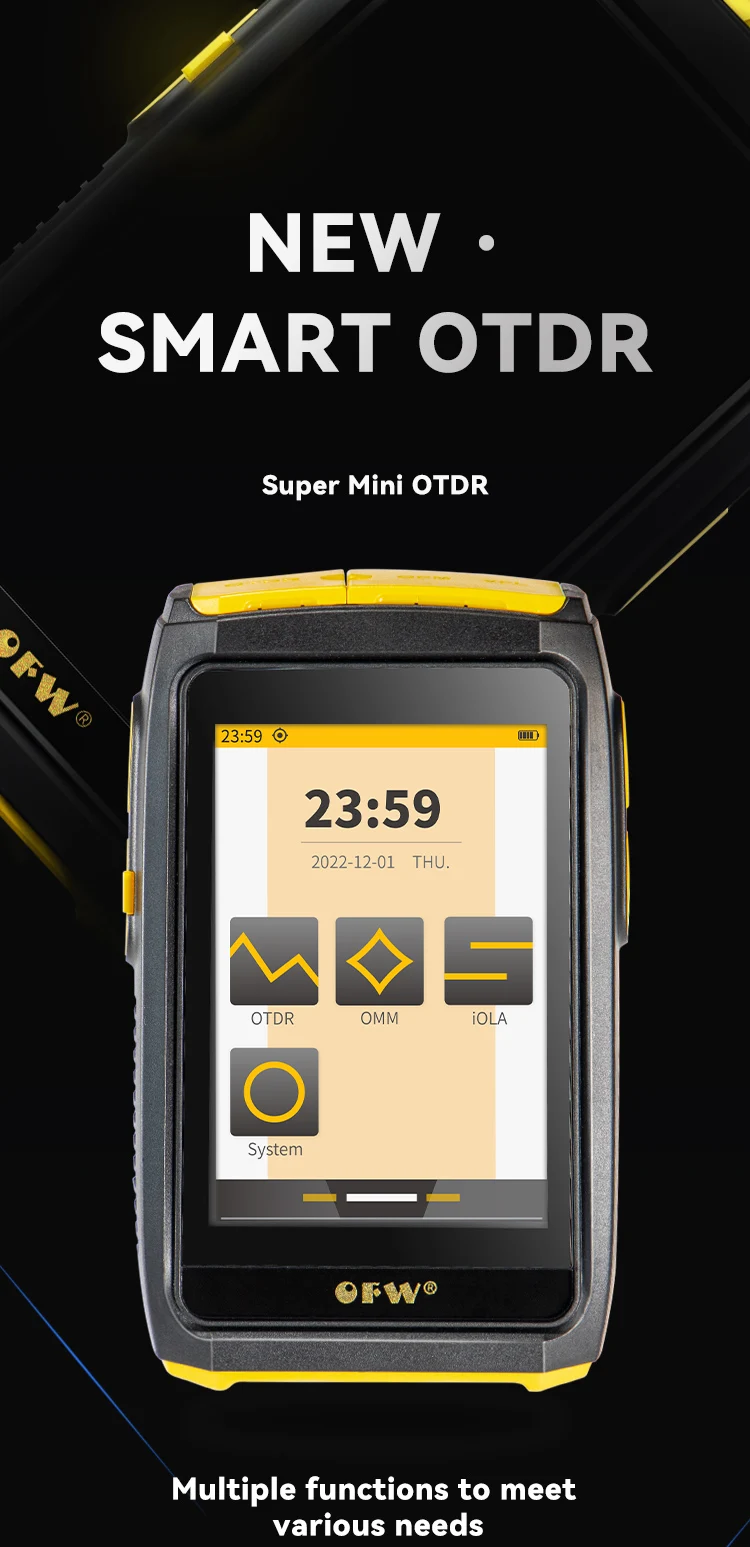OFW Mini OTDR Optic Otdr Optical Reflector Active Fiber Live Tester 1550nm 20dB Optical Reflectometer Touch Screen OPM VFL iOLA