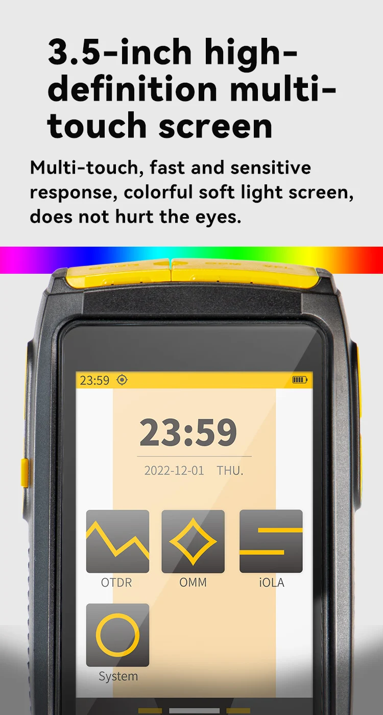 OFW Mini OTDR Optic Otdr Optical Reflector Active Fiber Live Tester 1550nm 20dB Optical Reflectometer Touch Screen OPM VFL iOLA