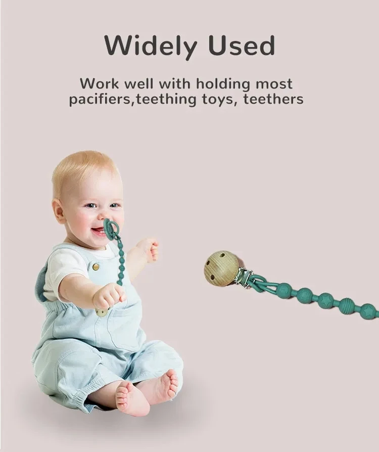 Baby Pacifier Clips Integrated silicone baby pacifier chain Teether Teething Toys Dummy Clip Holder Chain Clip Baby Gift
