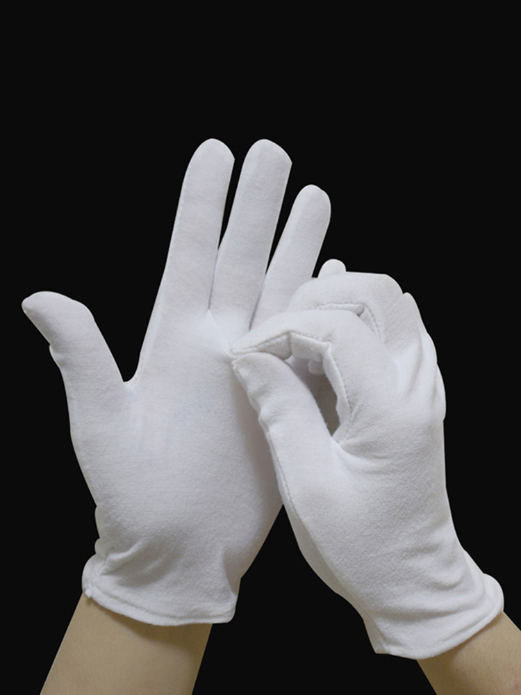 1 Pairs New Full Finger Men Women Etiquette White Cotton Gloves Waiters/Drivers/Jewelry/Workers Mittens Sweat Absorption Gloves