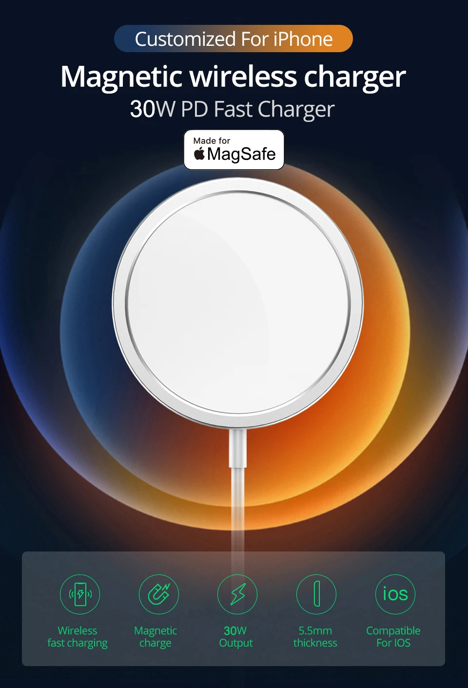 For Apple Magsafes Original Wireless Charger For iPhone 16 15 14 13 12 Pro Max Plus AirPods Fast Charging Type C Magnetic Charge