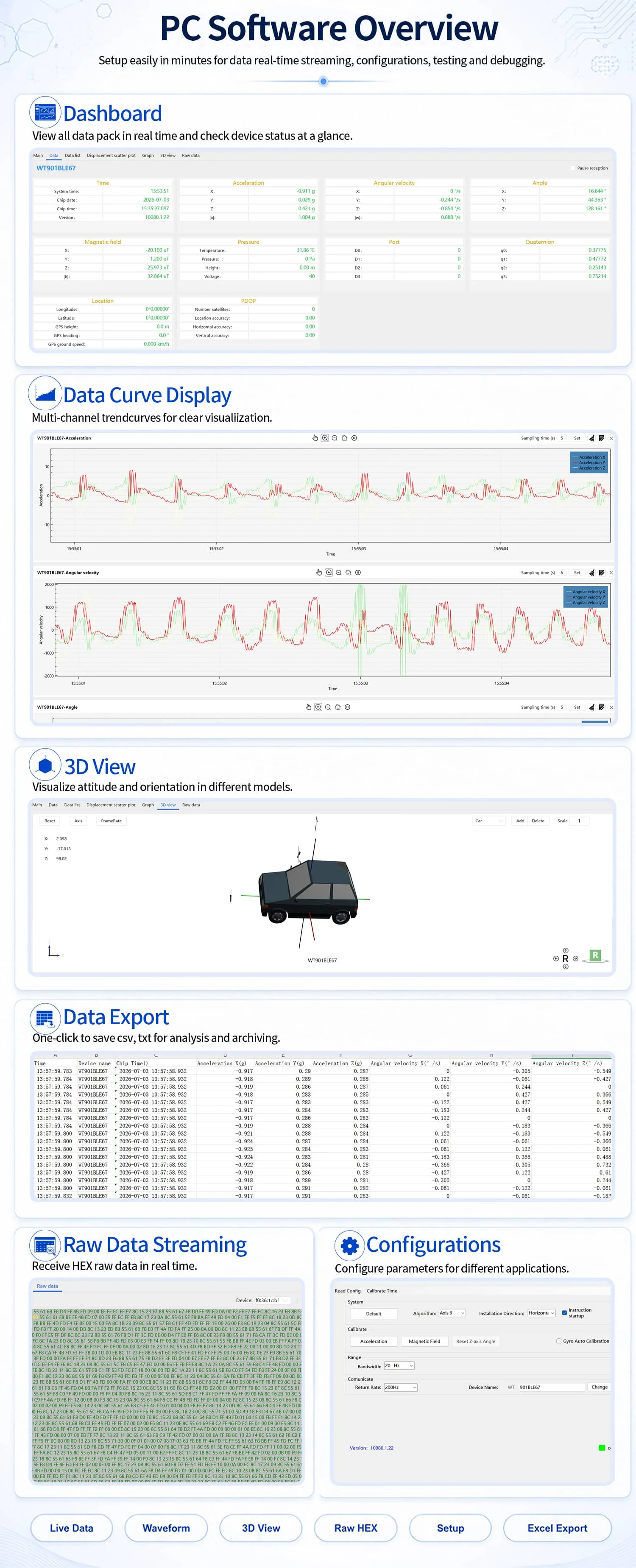 Bluetooth 5.0 Accelerometer Sensor 50m Range WT9011DCL Gyroscope Angle Sensor Electronic Compass Magnetometer Inclinometer