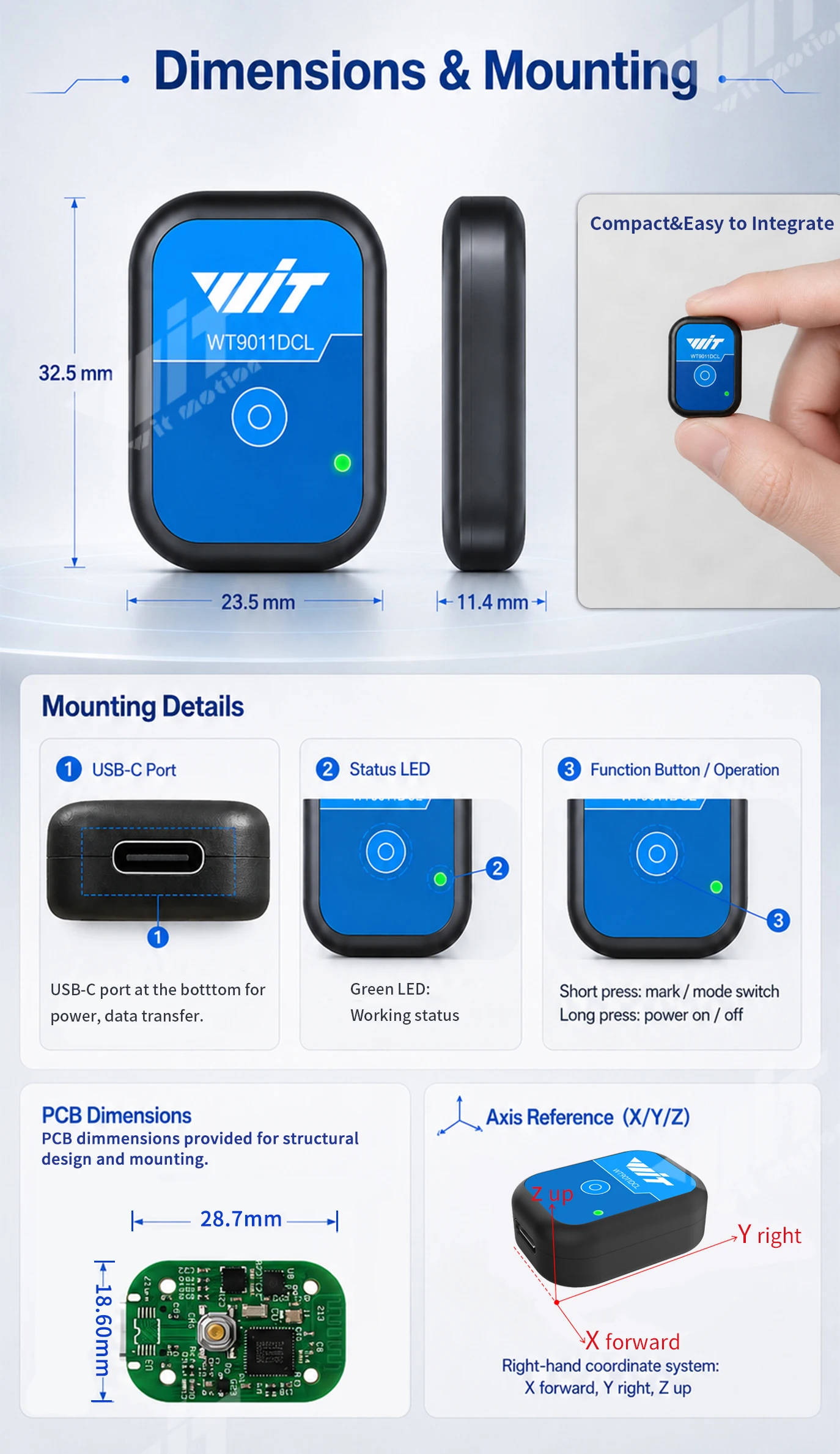 Bluetooth 5.0 Accelerometer Sensor 50m Range WT9011DCL Gyroscope Angle Sensor Electronic Compass Magnetometer Inclinometer