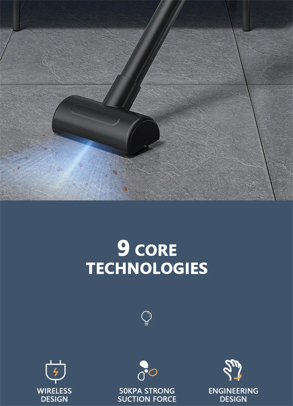 Wireless Handheld Vacuum Cleaner Cordless Handheld Chargeable Auto Vacuum for Home & Car & Pet Mini Vacuum Cleaner 50000Pa