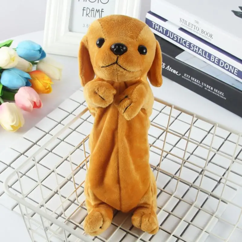 New Kawaii Novelty Simulation 5 Style Cute Dogs Pencil Case Soft Plush School Stationery Pen Bag Gift for Girl Boy Students
