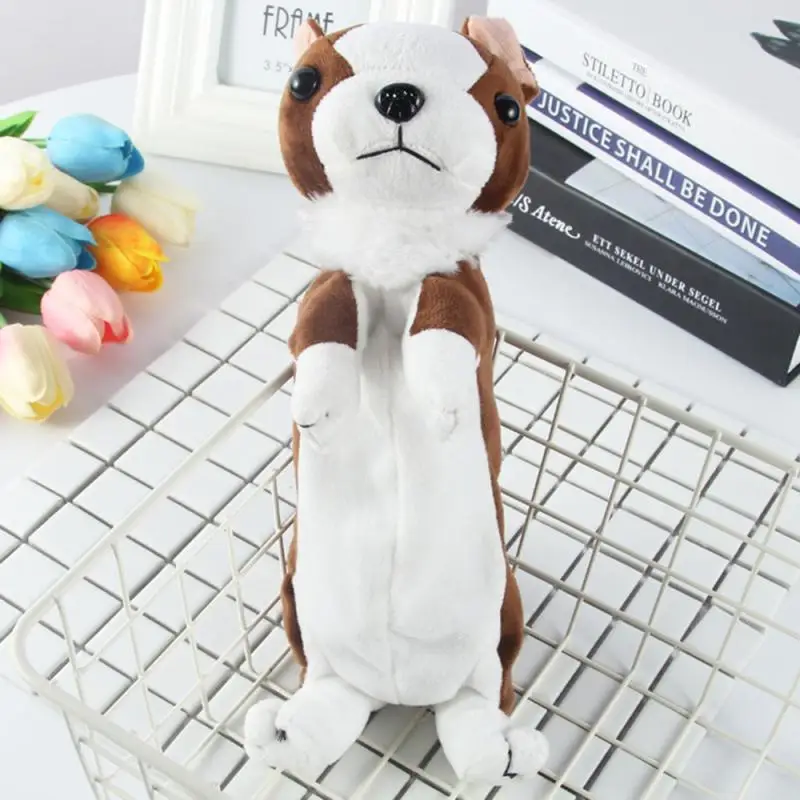 New Kawaii Novelty Simulation 5 Style Cute Dogs Pencil Case Soft Plush School Stationery Pen Bag Gift for Girl Boy Students