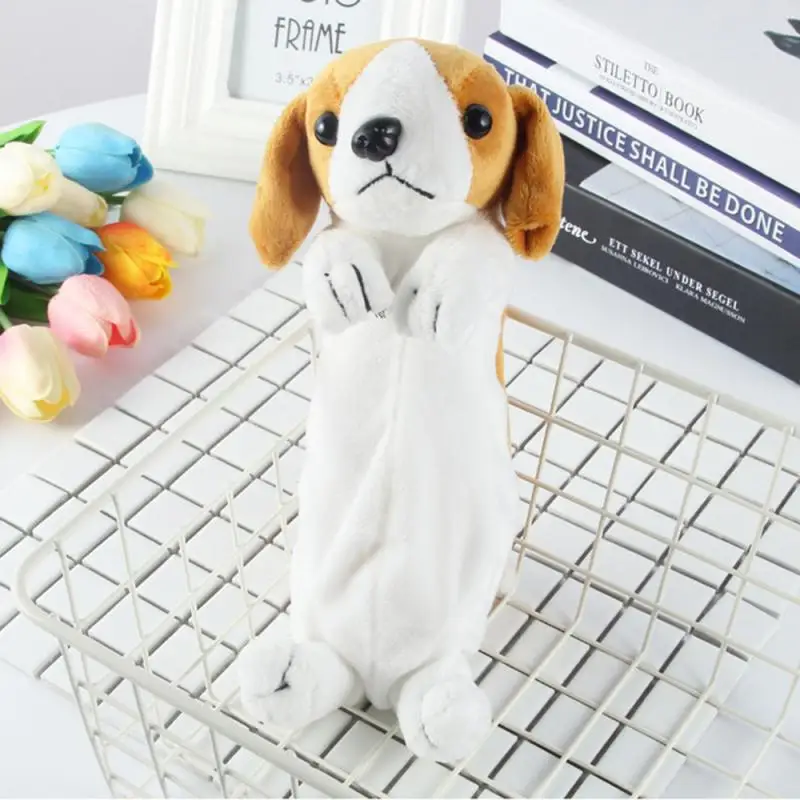 New Kawaii Novelty Simulation 5 Style Cute Dogs Pencil Case Soft Plush School Stationery Pen Bag Gift for Girl Boy Students