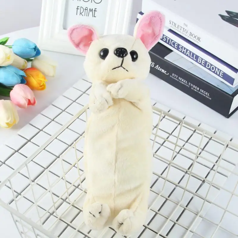 New Kawaii Novelty Simulation 5 Style Cute Dogs Pencil Case Soft Plush School Stationery Pen Bag Gift for Girl Boy Students