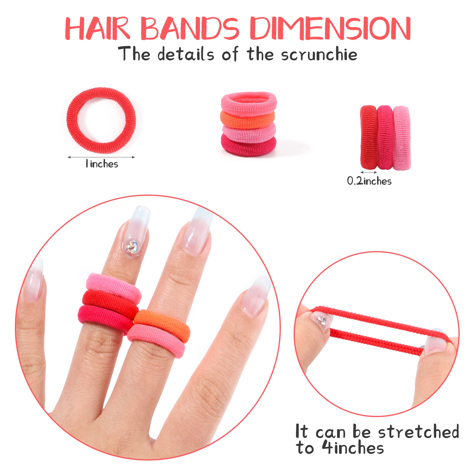 100PCS Colorful Basic Nylon Ealstic Hair Band For Girl Ponytail Hold Scrunchie Rubber Band Kid Headwear Kids Accessories