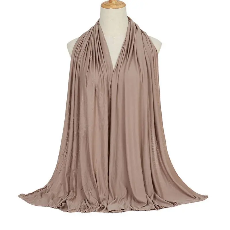 Ramadan Modal Cotton Jersey Hijabs For Woman Long Muslim Shawl Plain Soft Turban Niqab Head Wraps Scarf Women Hijab