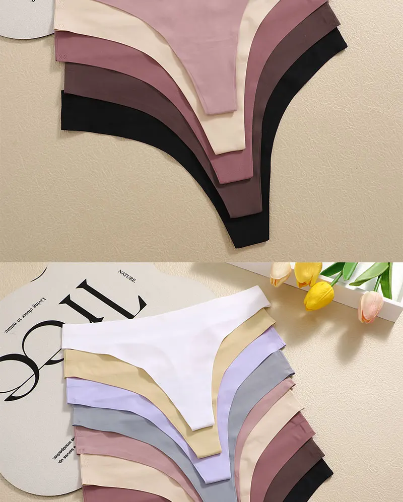 3PCS/SET Sexy G-String Underwear Breathable Female T-back Intimate Lingerie Seamless Low Waist Underpants Lady Bikini Panty S-XL