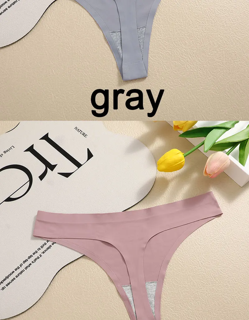 3PCS/SET Sexy G-String Underwear Breathable Female T-back Intimate Lingerie Seamless Low Waist Underpants Lady Bikini Panty S-XL
