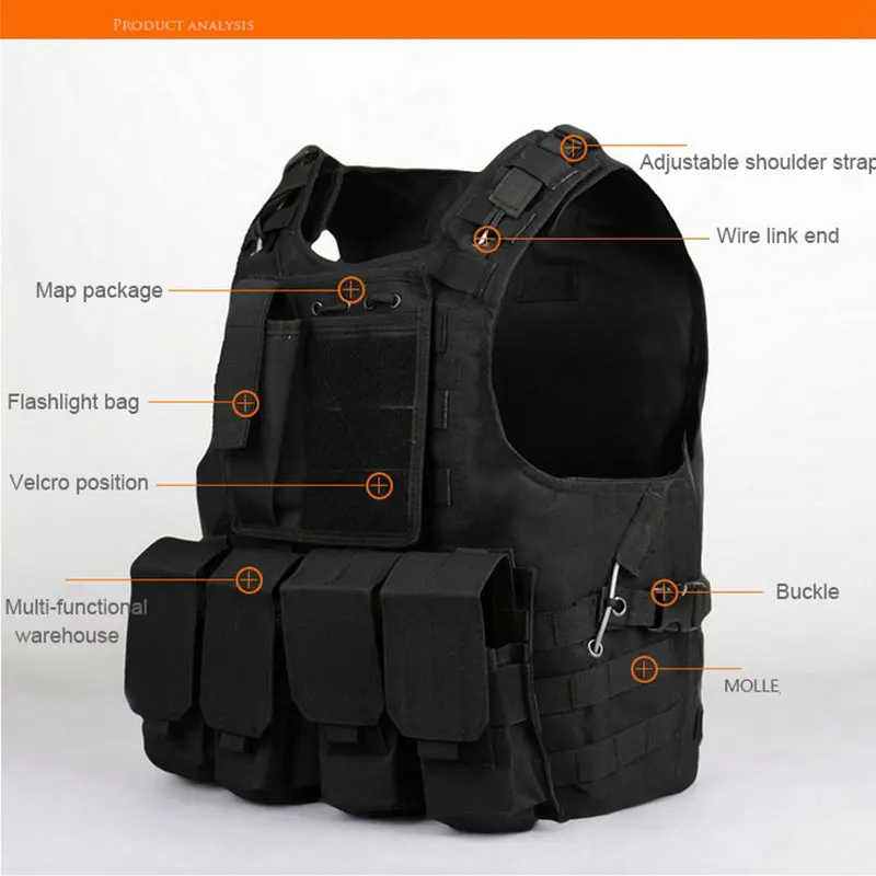 Tactical Vest CS Game Airsoft Assault Molle Vest Equipment Outdoor Clothing Hunting Camouflage Vest Combat Security Waistcoat