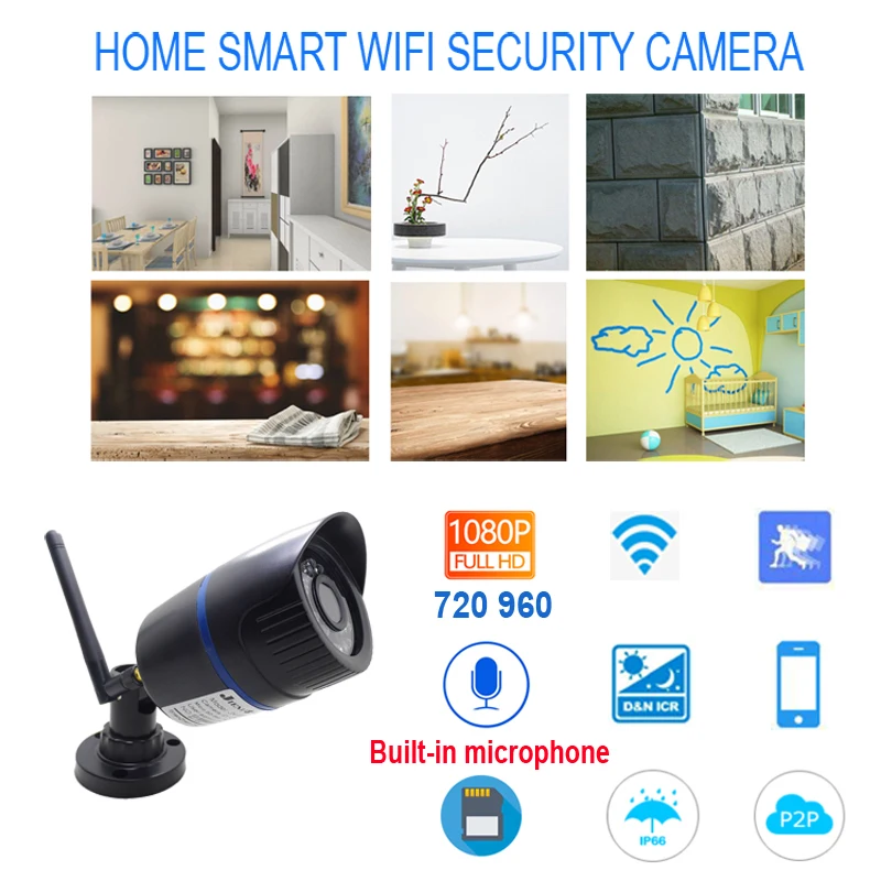 1080P Wifi Bullet Camera IP Cctv Security Wireless Infrared Video Audio Surveillance Outdoor Waterproof Home Cam Ipcam Onvif