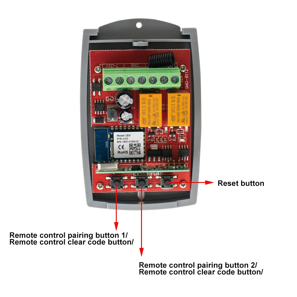 WIFI Garage Door Opener Gate Receiver 2CH 433mhz Universal Fixed Rolling Code Multi Brand Controller Switch Works with Tuya