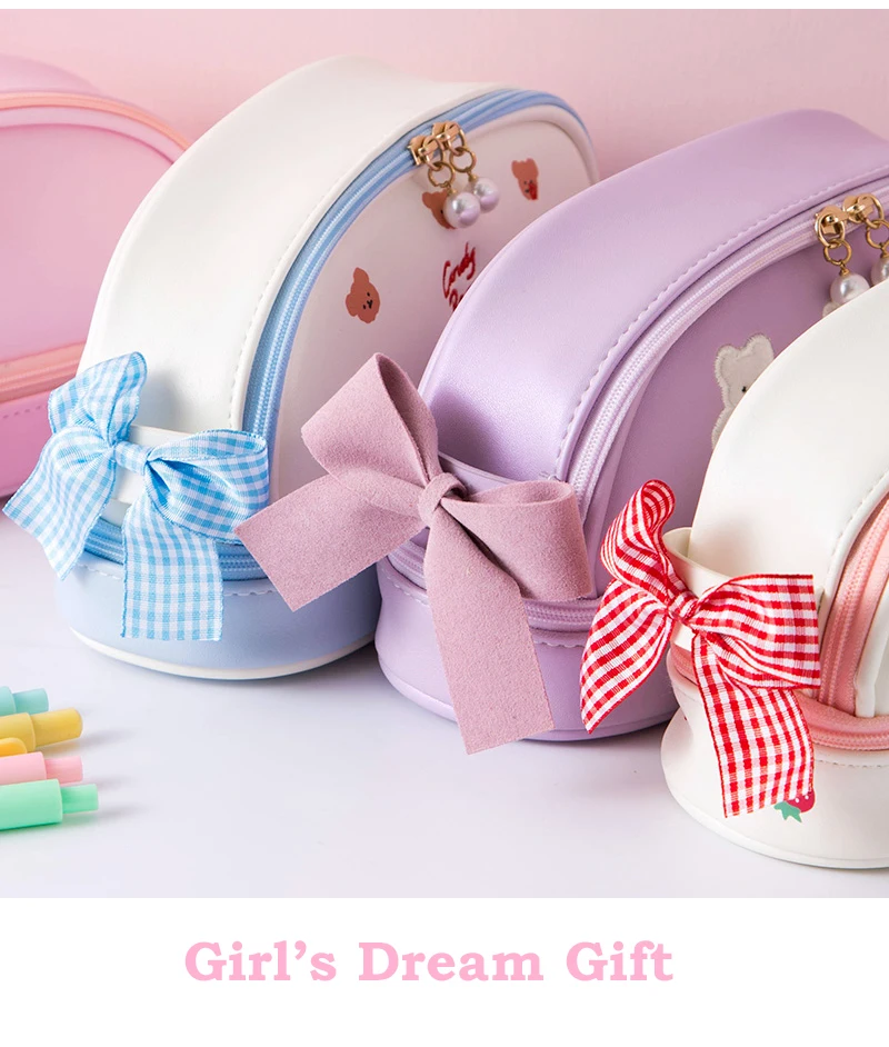Kawaii Pencil Case Large Capacity Pencil Box Pouch Holder Box Office School Supplies for Kids Pretty Stationery Organizers Gift
