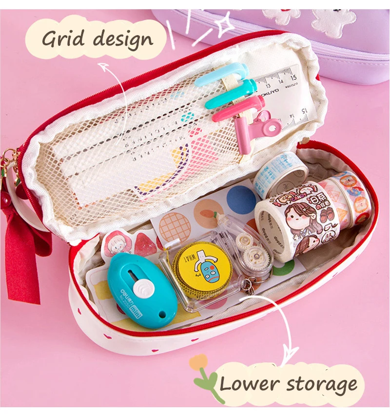 Kawaii Pencil Case Large Capacity Pencil Box Pouch Holder Box Office School Supplies for Kids Pretty Stationery Organizers Gift