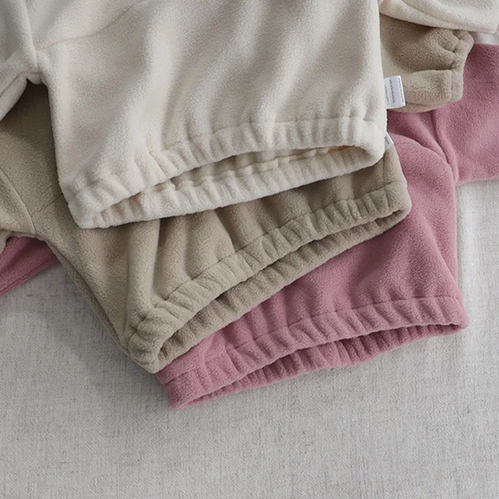 Autumn Winter Toddler Baby Boys Girl Sports Suit Children Clothes Fleece Solid Color Hoodies Suit Infant Boys Girl Outfit 2PCS