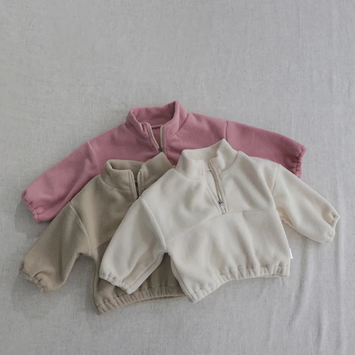 Autumn Winter Toddler Baby Boys Girl Sports Suit Children Clothes Fleece Solid Color Hoodies Suit Infant Boys Girl Outfit 2PCS