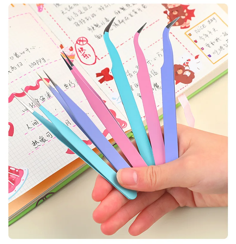 2pcs Tweezers Creative Macaroon Color Clip for DIY Decroative Journal Diary Scrapbook Sticker Tool Back To School Student Supply