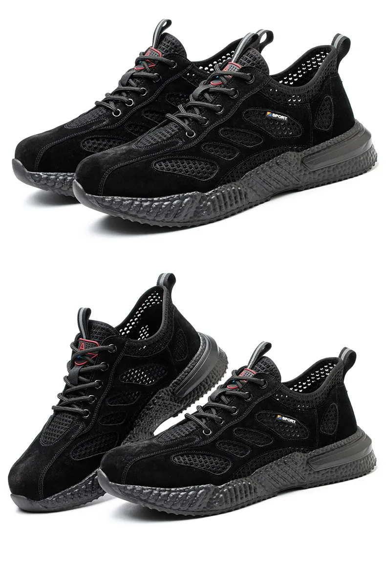 Summer Work Shoes with Protection Breathable Lightweight Safety ShoesSteel Toe Cap Working Male Construction Work Mesh Sneakers