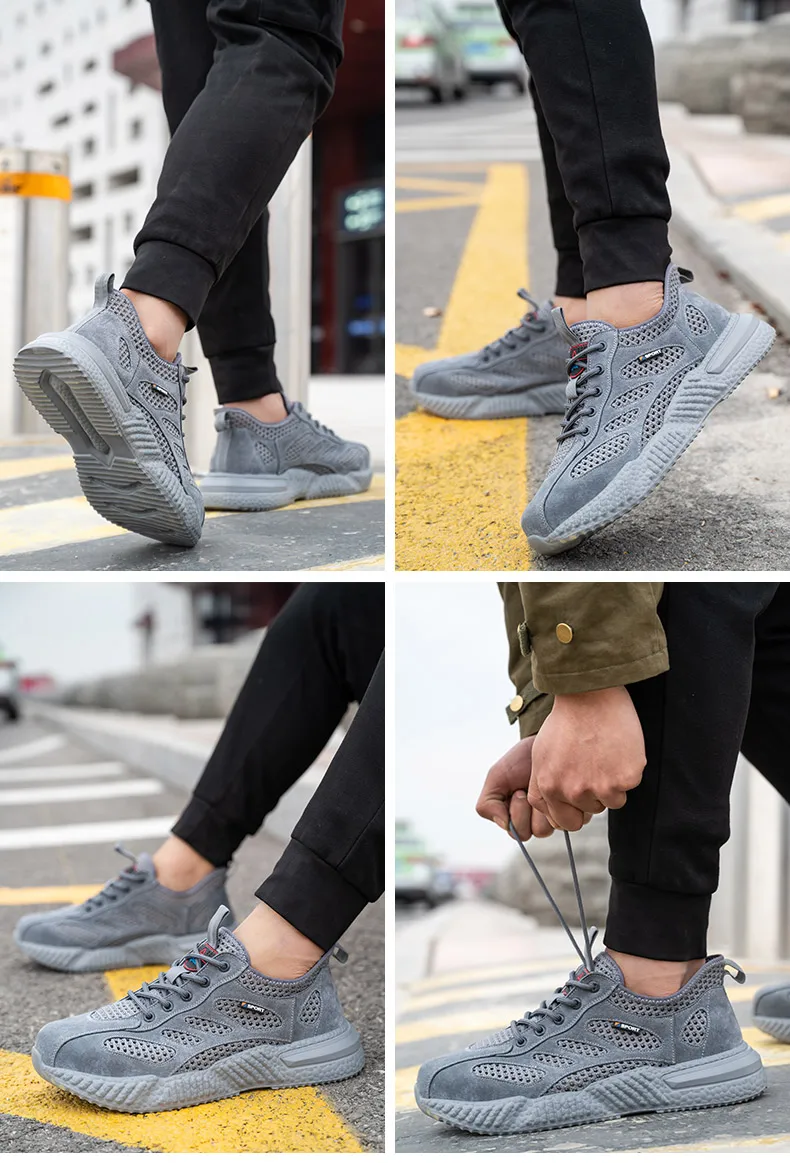 Summer Work Shoes with Protection Breathable Lightweight Safety ShoesSteel Toe Cap Working Male Construction Work Mesh Sneakers