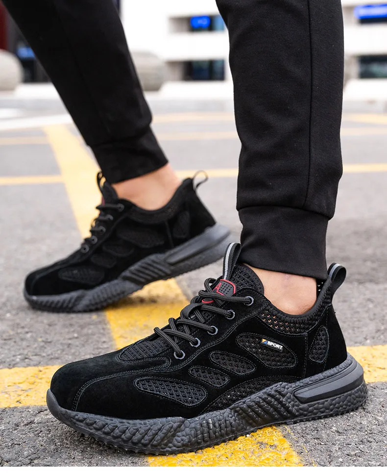 Summer Work Shoes with Protection Breathable Lightweight Safety ShoesSteel Toe Cap Working Male Construction Work Mesh Sneakers