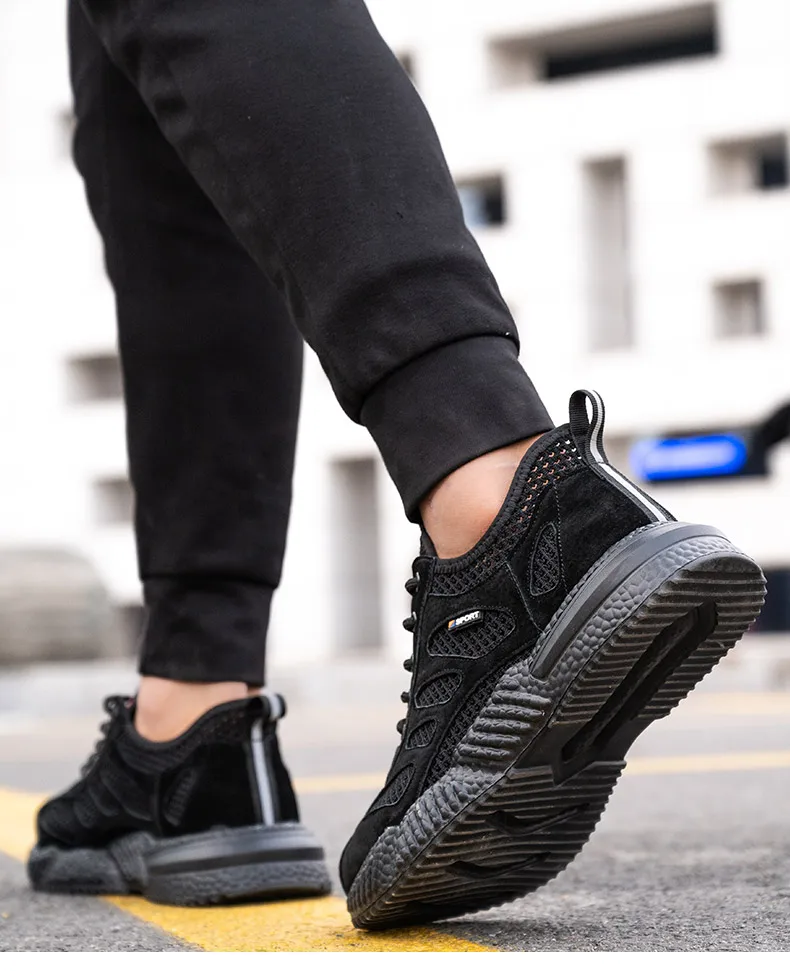 Summer Work Shoes with Protection Breathable Lightweight Safety ShoesSteel Toe Cap Working Male Construction Work Mesh Sneakers
